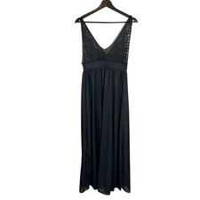 Vintage 60s Black Full Length Sleeveless Empire Waist Nightgown Medium