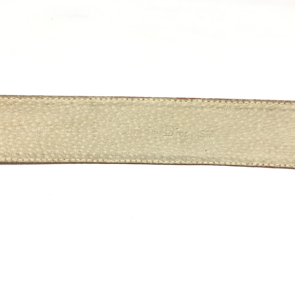 Christian Dior Logo Dress Belt Womens Size S/M Small Medium Brown Leather VTG - Image 4 of 4