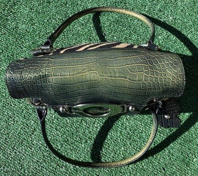Rare VTG Y2K Guess Zebra Print Faux Green Snake Skin Shoulder Bag