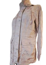 Athleta Pink Camo Rain Coat Woman's Med 8/10 Water Resistant Utility Outerwear 