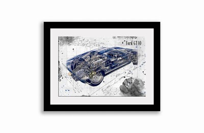 Line Tech Zeichnung Ford GT40 Cutaway Kunst Posterdruck
