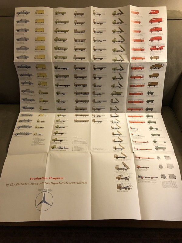 Mercedes Benz Production Program of the Daimler-Benz Fold Out Poster 1969