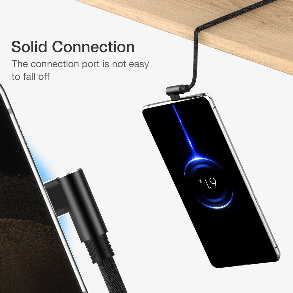 90° L-Shape Right Angle USB C Fast Charger Data Cord For Samsung S24 S23 S22 S21 - Image 4 of 4