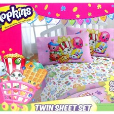 Shopkins Twin Sheet Set 1 Flat 1 Fitted 1 Standard Pillowcase Super Soft NEW