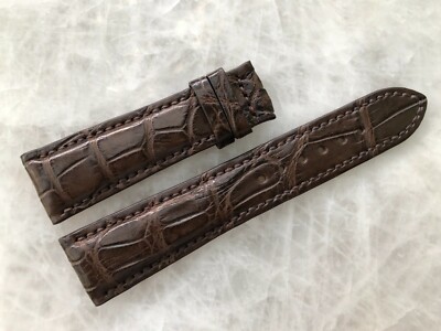 22mm/18mm Brown Alligator Crocodile Embossed Leather Watch Strap Band