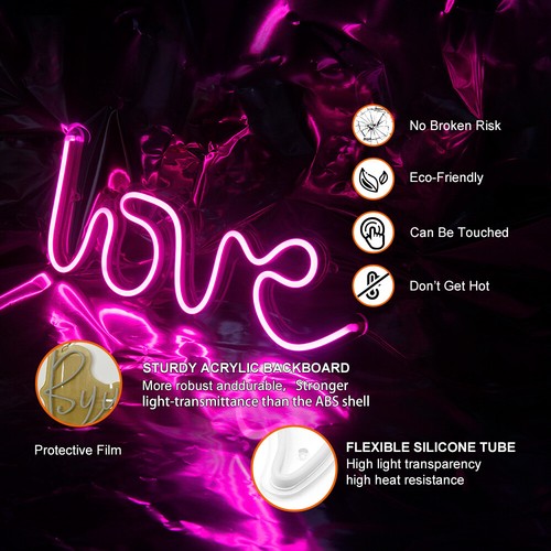 Love LED Neon Light Sign Bedroom Wall Hanging Artwork Decor Wedding Nightlight - Picture 5 of 8