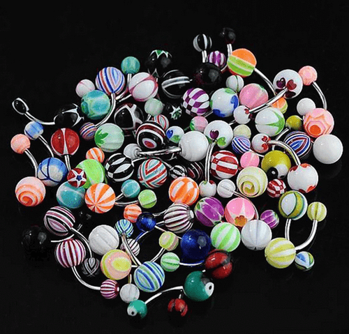 NEU GROSSHANDEL Bauchnabel Nabel Ringe Posten 20 STCK. 14g Edelstahl Mix Farbe Langhantel - Bild 6 von 11