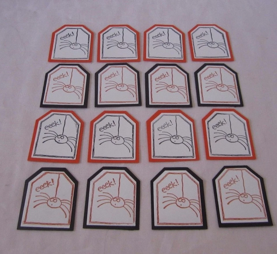 Lote de 16 etiquetas estampadas tantas etiquetas "EEK" SOLO naranja y negro Foto 3 de 4