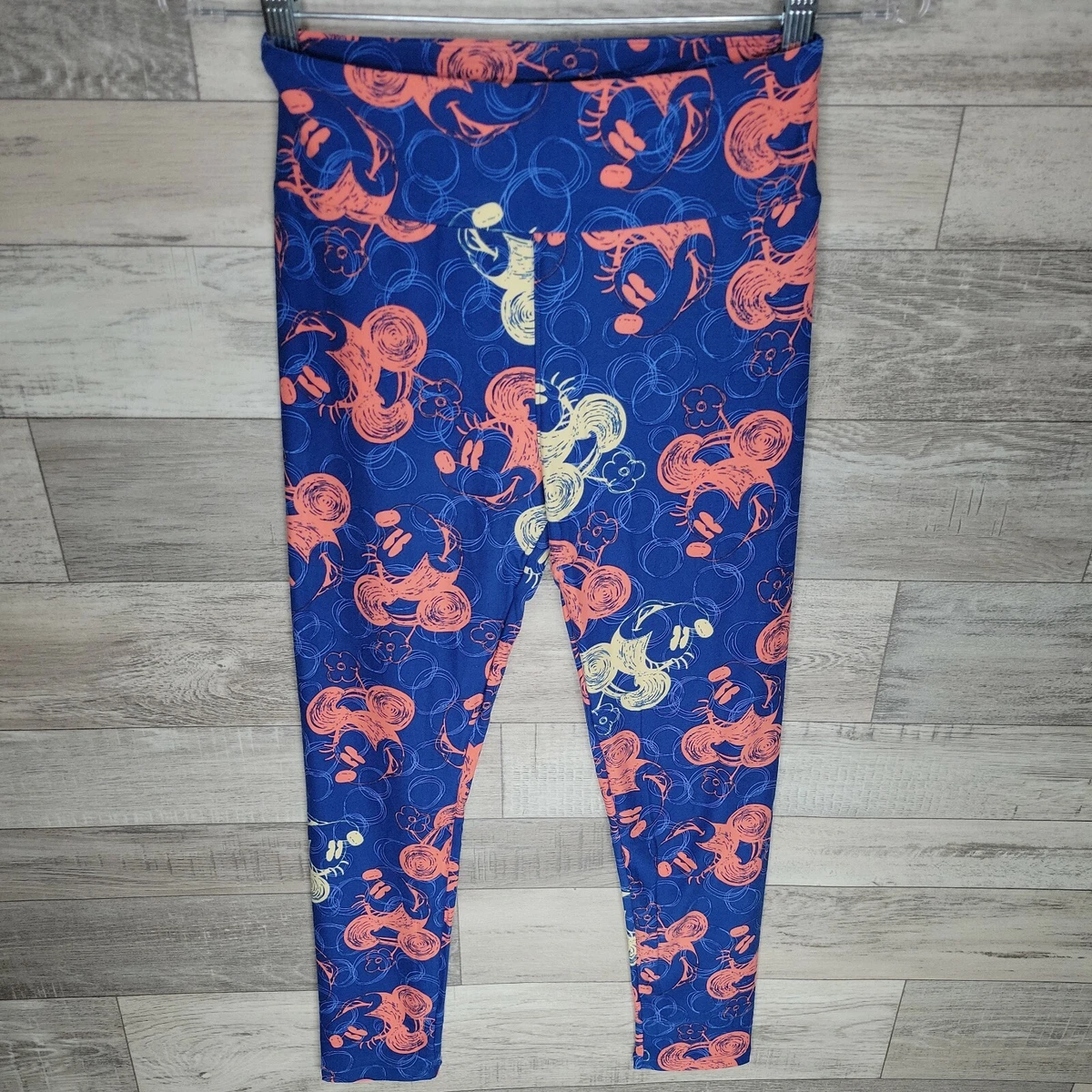 LuLaRoe Leggings Women's One Size Blue Peach Minnie Mouse Pattern Disney