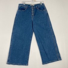 Levi's Mile High Cropped Wide Leg Women's Fly with Buttons Size 32 Jeans Baggy