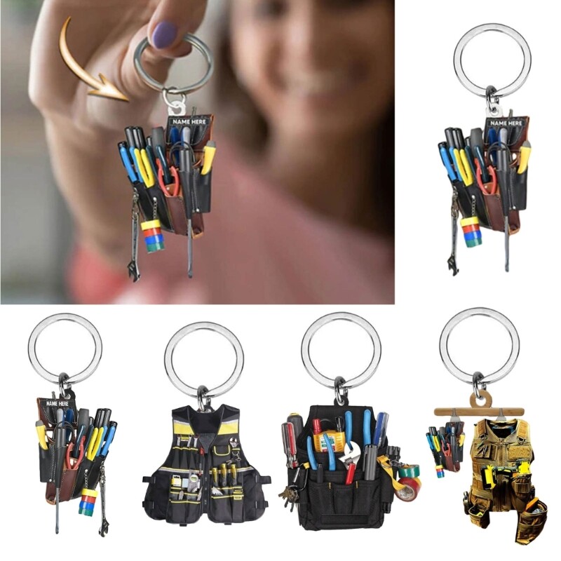 Set of 5 Electrician Tool Bag Keyring Acrylic Personalized Keychain