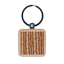 Birch Wood Trees Solid Background Engraved Wood Square Keychain Tag Charm
