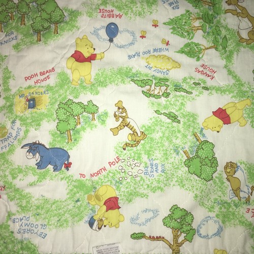 Vtg 1985 WINNIE THE POOH & FRIENDS Hundred Acre Woods Quilted BABY Crib Blanket - Picture 3 of 8