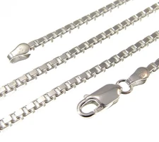 2.5MM Solid Genuine 925 Sterling Silver Italian Venetian BOX Chain Necklace