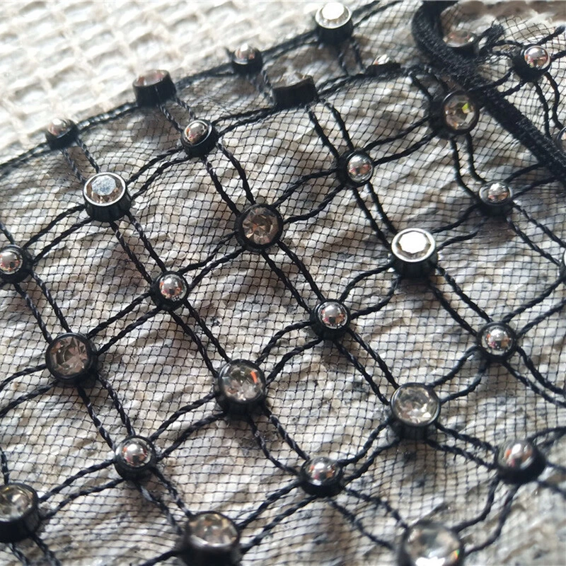 Crystal Bling Diamond Hollow Out Mesh Rhinestone Face Mask Sequin Black - Image 3 of 4