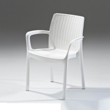 Fauteuil Melody Résine Effet Rotin Blanc 58x55x83 CM Jardin Extérieur