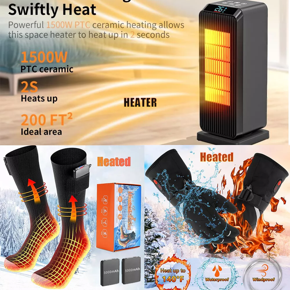 2X 5000mAh Rechargeable Battery Electric Heated Socks Outdoor Feet