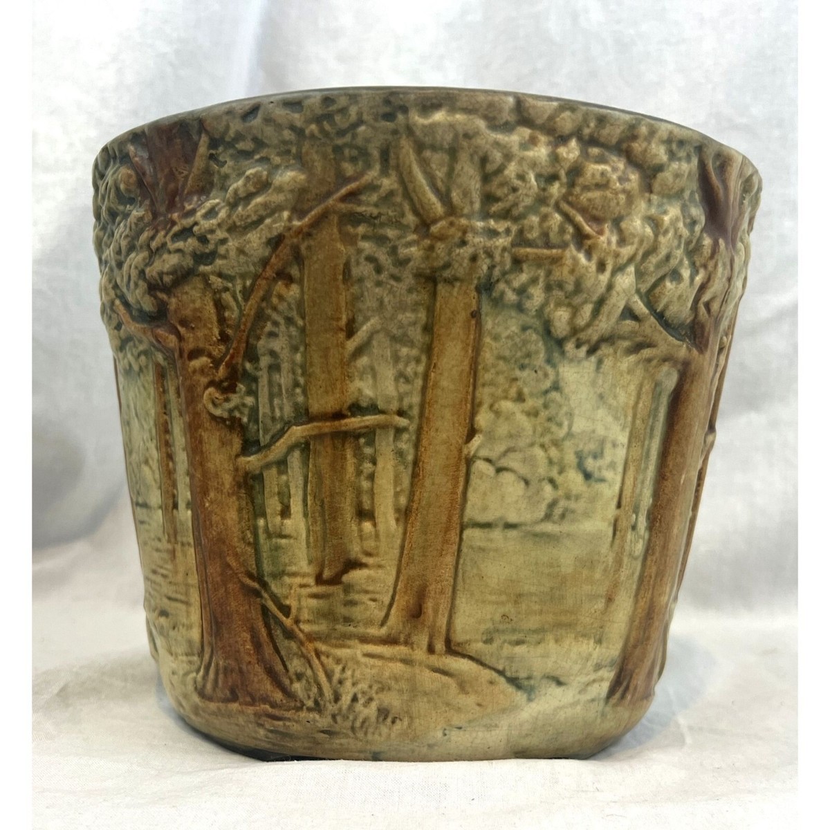 WOTAN CRAFT（ヴォータンクラフト）７L 中古品 Vintage 1920s Weller Pottery Forest Landscape Jardiniere 6 1/4