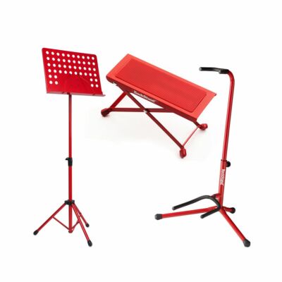 ZOUNDHOUSE Beginner Bundle 35: Footrest + Orchestra Stand + Guitar Stand / Red