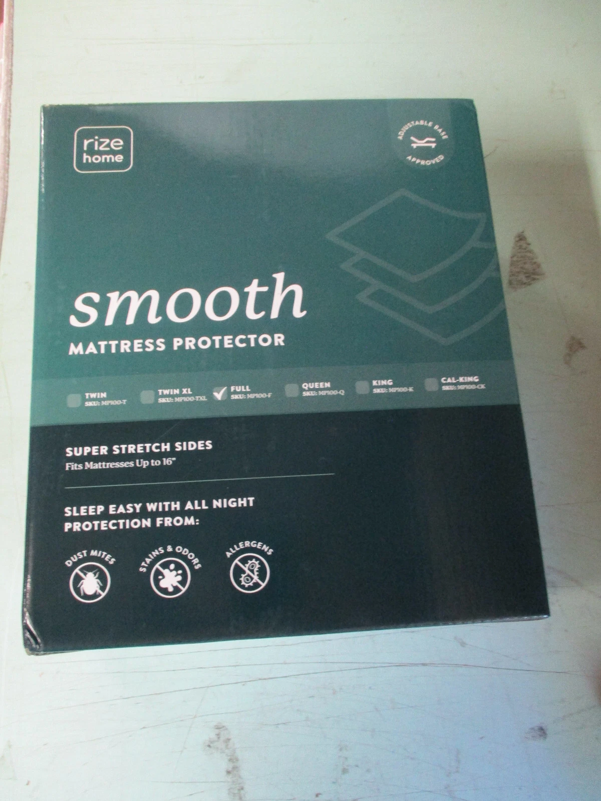 Rize Home SMOOTH Mattress Protector FULL WATERPROOF WASHABLE WHITE BREATHABLE F1