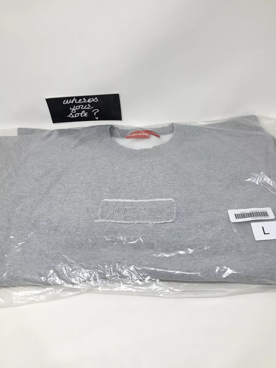 Supreme Cutout Box Logo Sweatshirt Crewneck Heather Grey Large L