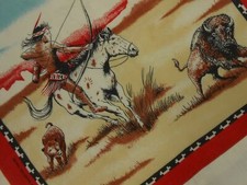 Vtg Antique SOUTHWESTERN SOUTHWEST INDIAN HUNTING BUFFALO Cotton Biker BANDANA