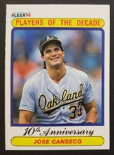1990 Fleer #629 Jose Canseco A's PLAYERS OF THE DECADE baseball card NM/MT