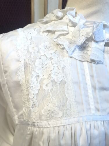Vintage Victoriana Baumwolle Nachthemd lang Nachthemd weiß Spitzenbesatz - Bild 8 von 19