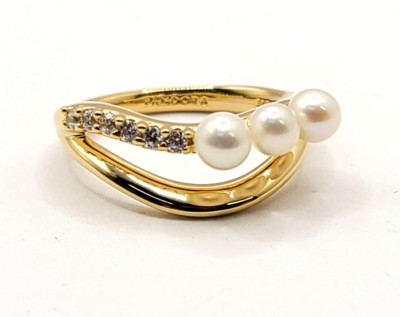 Pandora Treated Freshwater Cultured Pearl Double Band Ring 163258C01 US ...