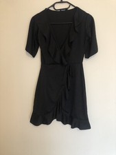Pretty Little Thing Black Frill Dress uk size 8