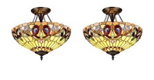 Chloe CH33353VR16-UF2 Tiffany-style 2 Light Semi-flush Ceiling Fixture - 2 Pack