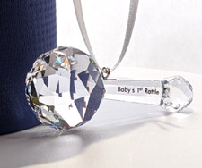 Swarovski Baby's First Rattle Crystal Christmas Ornament 5492220 Genuine New 