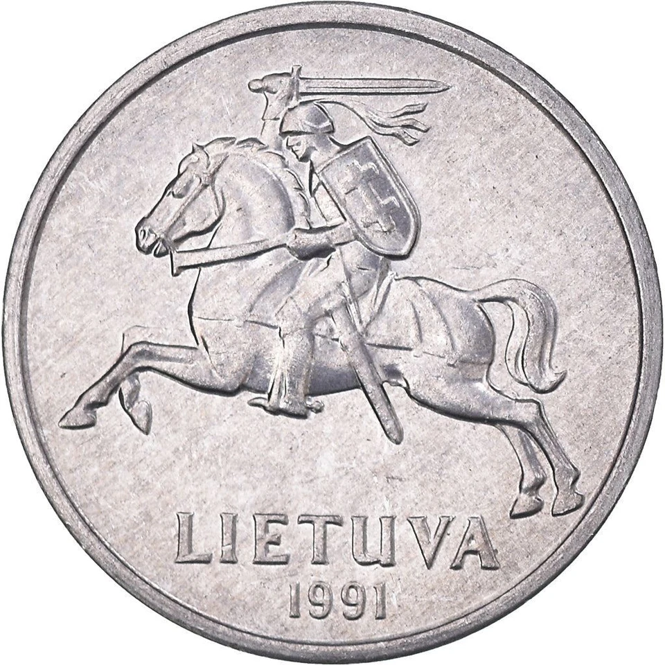 Lithuanian Coin Lithuania 1 Centas | Vytis | Horse | Knight | 1991 - Image 2 of 4