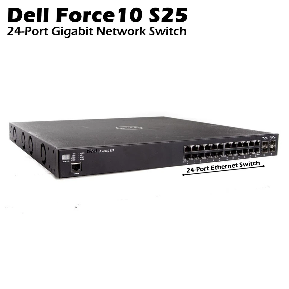 Dell Force 10 S25-01-GE-24P-DC-2 24-Port Ethernet Gigabit network Switch 0HJJP - Image 2 of 4