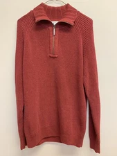 Geoffrey Beene Men's Size L Pullover Sweater 1/4 Zip Maroon Gorgeous Color!
