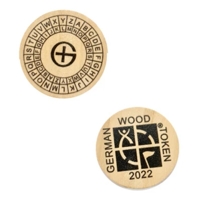 GEO-VERSAND 3 x Woodies ROT13 token geocaching madera monedas Wood Coin FTF objeto de intercambio