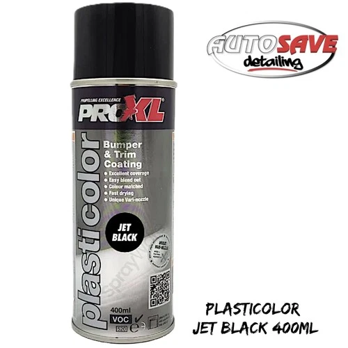 Pro XL -Plasticolor |Jet Black |400ml Aerosol |Vari-Nozzle |Fast Drying