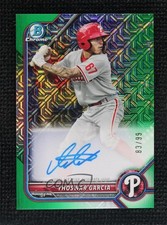 2022 Bowman Mega Box Chrome Mojo Green Refractor 83/99 Yhoswar Garcia Auto 3u0