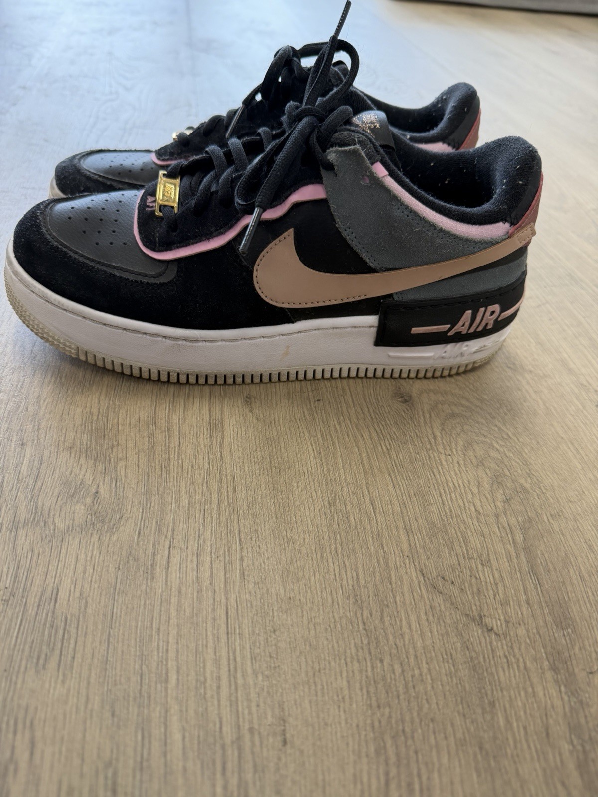 Nike Air Force 1 Shadow Women's Black Pink Cushioned Low Top