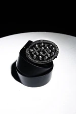 ByTheR Skull Cross Buckle Steel Belt A, B, C Type S, M, L, XL