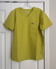 FIGS Men's V-Neck Short Sleeve Scrub Top Solid Green S Medical Blended Fabric