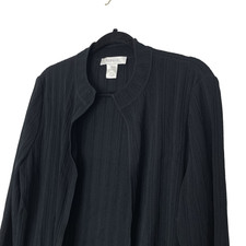 PleinAir Knit Cardigan Jacket Top Womens Size L Black Open Front Korea Plein Air