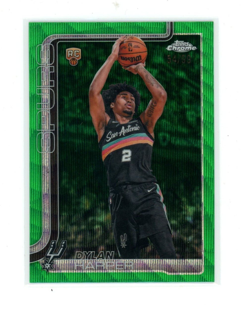 2025-26 Topps Chrome Dylan Harper #152 Green Wave Refractor /99 Spurs