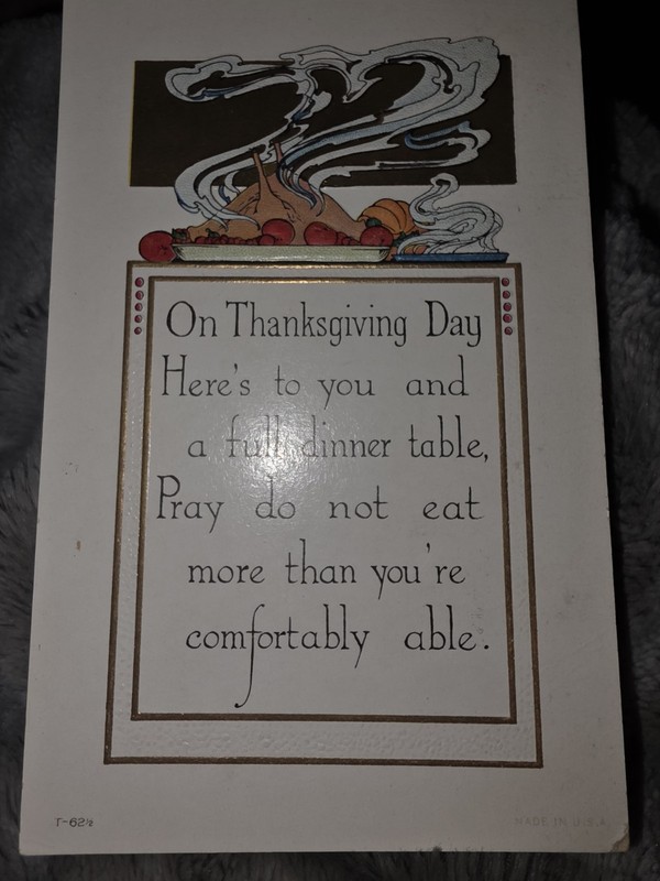 Vintage Thanksgiving Postcard Hot TURKEY POEM POSTCARD 1915 Postmark VT Sent NH!