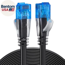 Cat 6 Ethernet Cable 100 Ft High Speed, Black Flat Internet Network Cable with R