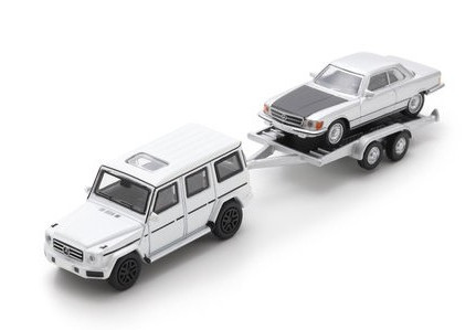 Mercedes Benz Classe G miniature Schuco remorque 2 essieux voiture chargée