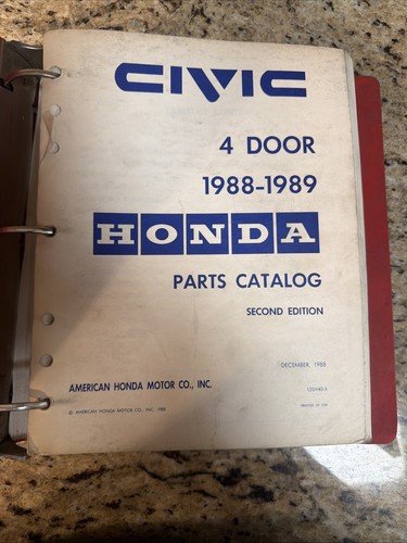 Honda Civic 1988-1989 4 Door Parts Catalog Second Edition