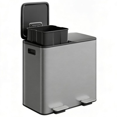 Garvee Double Trash Can 2 X 8 Gal 2 X 30 L Garbage Can For Kitchen Dual