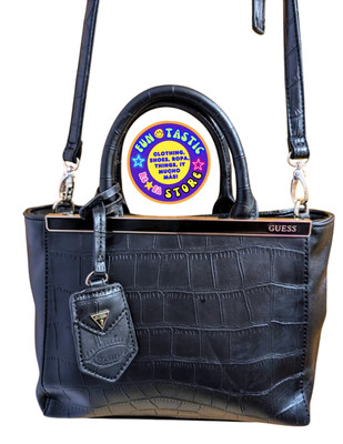 WOMEN CROSSBODY PURSE. Guess Faux Leather Crocodile TWO HANDLES. Detachab. Strap