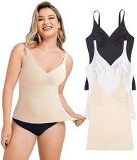 Women's Compression V-Neck Cami Top, Tummy Control Workout Shapewear